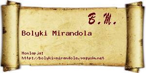 Bolyki Mirandola névjegykártya
